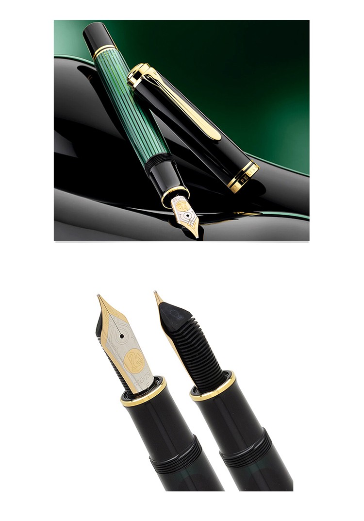 百利金pelikan卓越系列m1000钢笔18k金尖成人练字书写送礼黑杆金夹ef