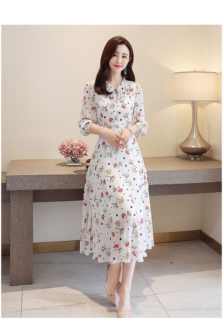 韩版时尚春夏季新品仙女装夏天中长气质过膝显瘦裙子衣服枣红小碎花m