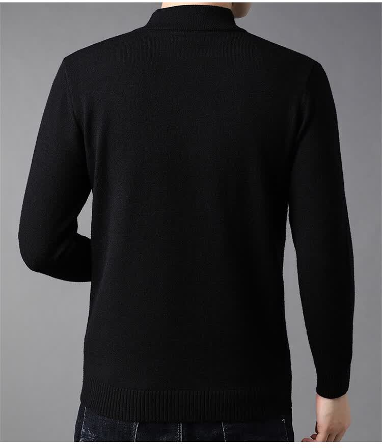 Hengyuanxiang Solid Color Thickened Crew Neck Sweater Men's Mid-Aged Knitted Thermal Base Layer 4