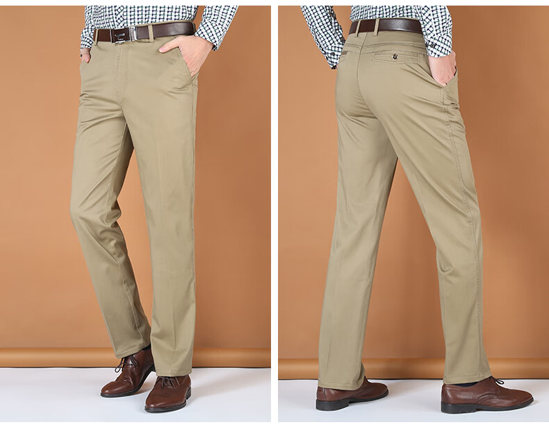 休闲裤男士棉弹力中年宽松商务休闲中老年高腰深档爸爸装秋冬季男裤子