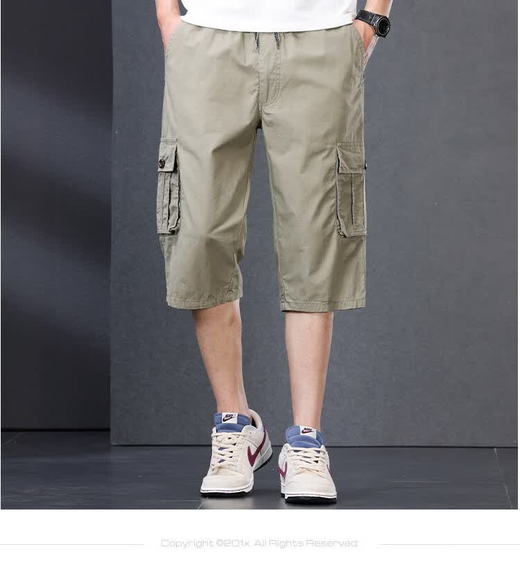 Romon Summer New Men's Shorts Trendy Straight-Leg Versatile Loose Seven-Point Casual Jeans Navy Blue 3XL 6