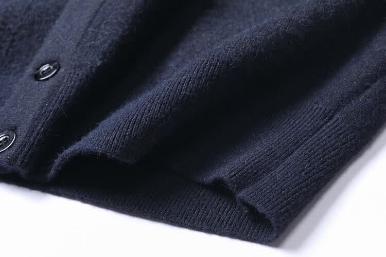 Hengyuanxiang Men's Knitted Cardigan Jacket Autumn Winter Middle-aged Solid Color Long Sleeve V-neck Button Sweater Light Camel L 7
