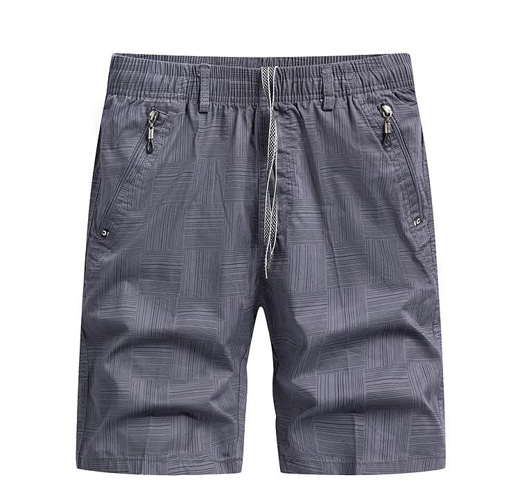 Romon 100% Cotton Casual Shorts Men Summer Thin Trendy Straight Elastic Waist Solid Color Knee-Length Khaki 3XL 17