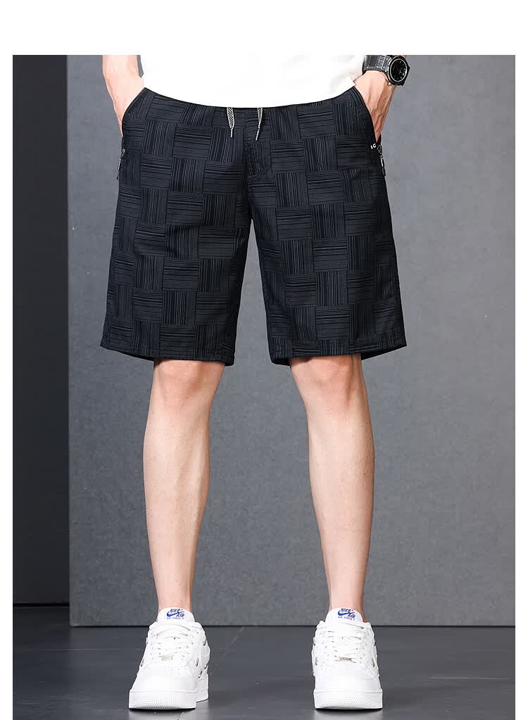 Romon 100% Cotton Casual Shorts Men Summer Thin Trendy Straight Elastic Waist Solid Color Knee-Length Khaki 3XL 13
