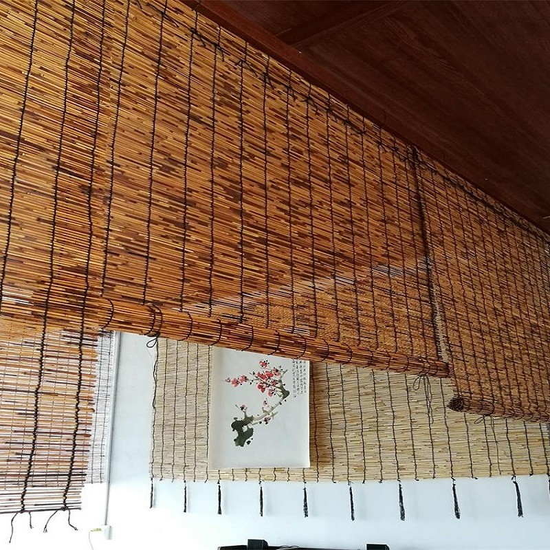 芦苇帘子草帘子窗帘装饰席复古遮光门帘竹帘子卷帘禅意升降田园 精编