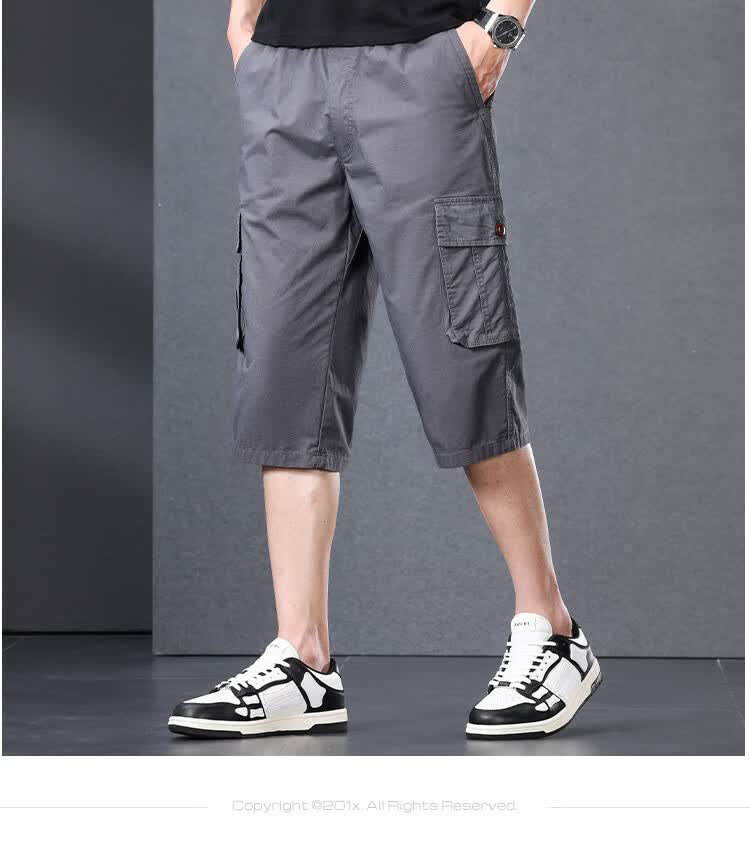 Romon Summer New Men's Shorts Trendy Straight-Leg Versatile Loose Seven-Point Casual Jeans Navy Blue 3XL 5