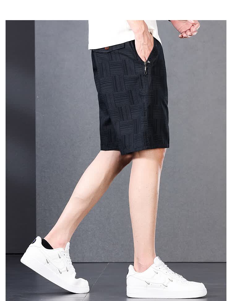 Romon 100% Cotton Casual Shorts Men Summer Thin Trendy Straight Elastic Waist Solid Color Knee-Length Khaki 3XL 15