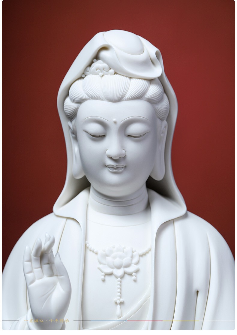 戴玉堂观音菩萨佛像摆件禅意禅思正坐观世音菩萨佛堂供奉陶瓷工艺品林