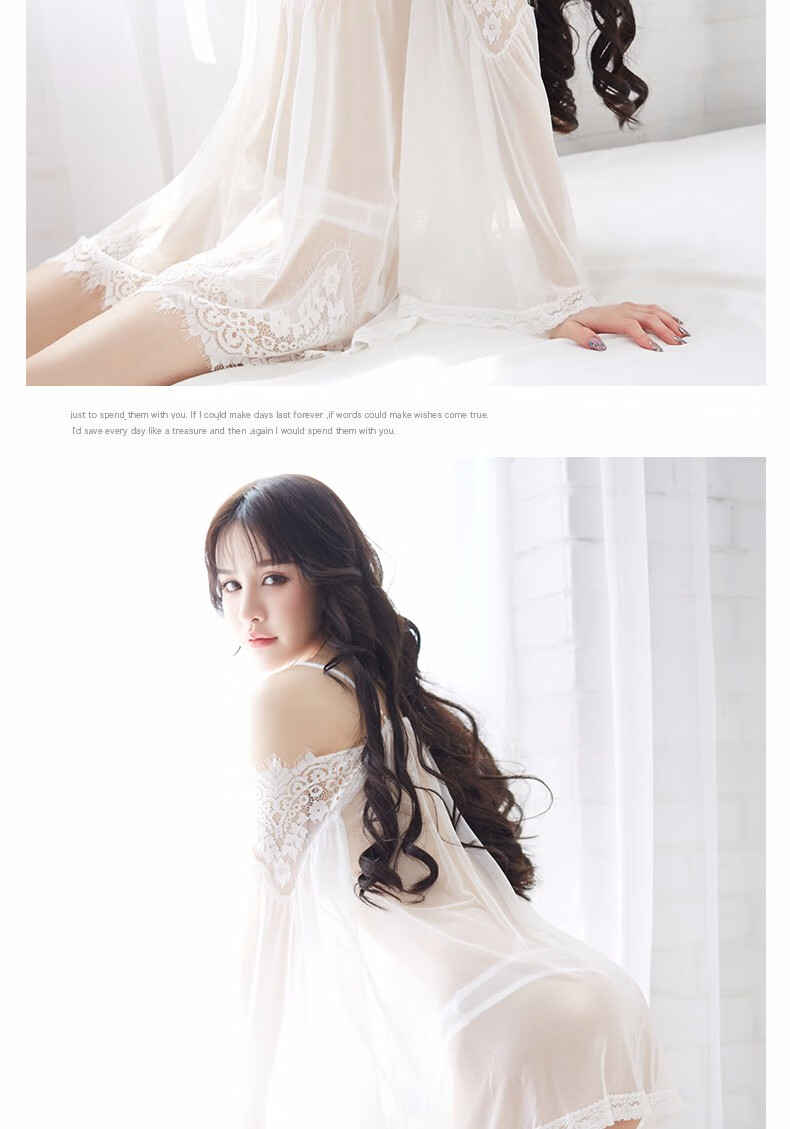 久慕雅黛情趣性感睡衣透明蕾丝内衣女士大码露肩网纱吊带连衣短裙套装