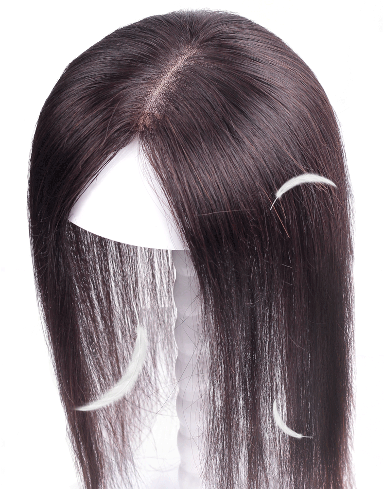 艾丝菲真发假发女士头顶补发片中老年遮挡头顶直发发片刘海发块内网5x