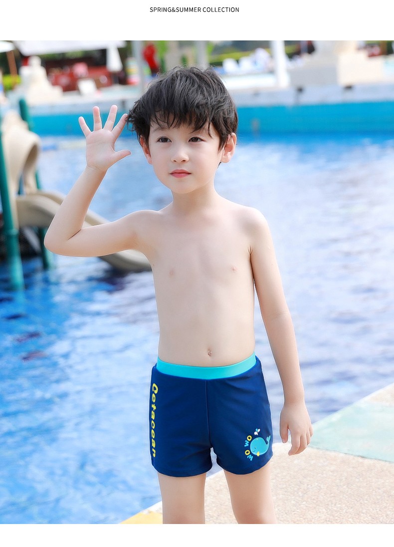 佑游儿童泳衣男童平角游泳泳裤带帽婴儿宝宝男孩分体泳装中大童游泳衣
