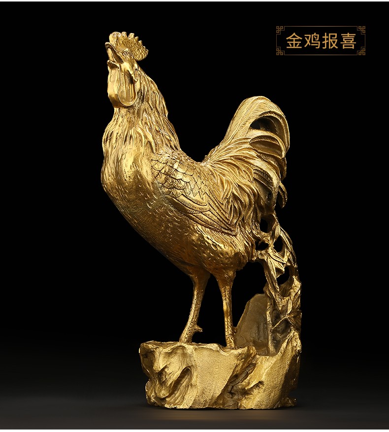 吉善缘铜鸡摆件金鸡饰品十二生肖鸡全铜大号公鸡家居客厅玄关酒柜装饰