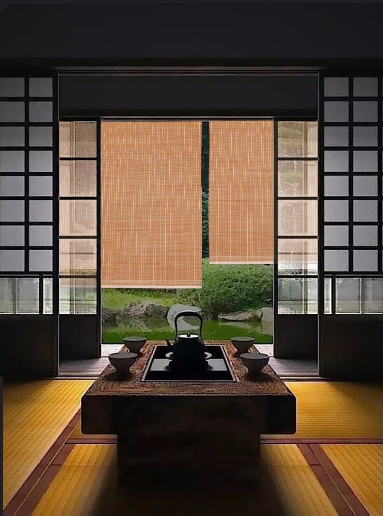 世轩免打孔竹帘窗帘卷帘遮光隔断中式复古禅意竹帘子门帘手拉卷拉式帘