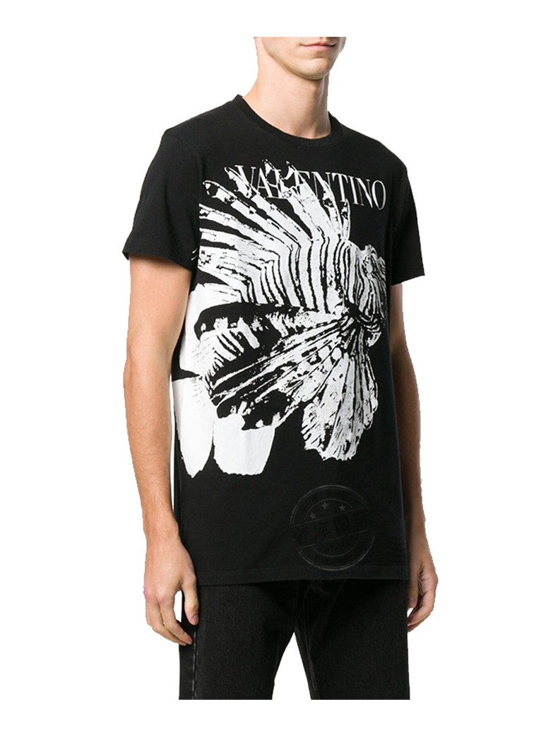 valentino华伦天奴男装印花图案短袖t恤rv3mg00xmtm0no黑色xl