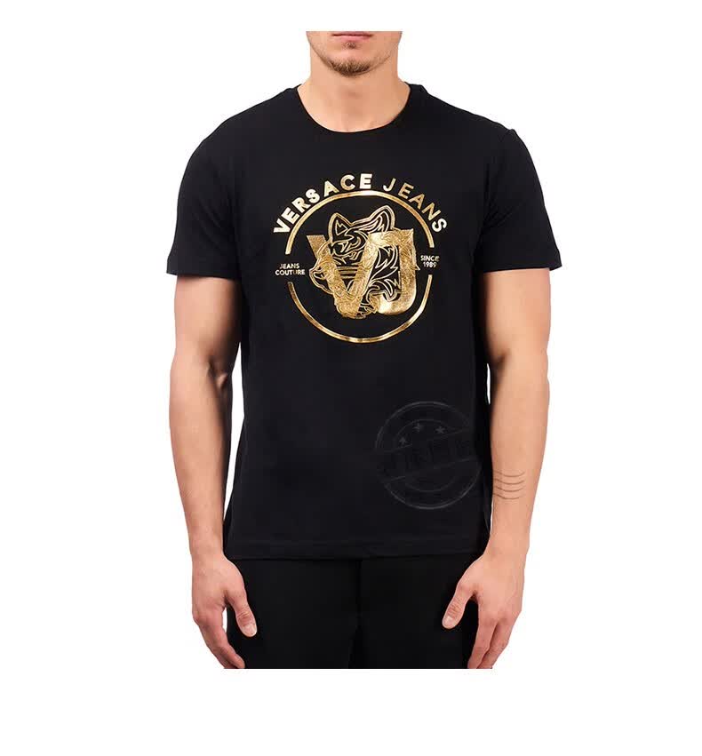 范思哲(versace)男t恤vj系列虎头图案圆领短袖黑色 b3gta75h 6590 899