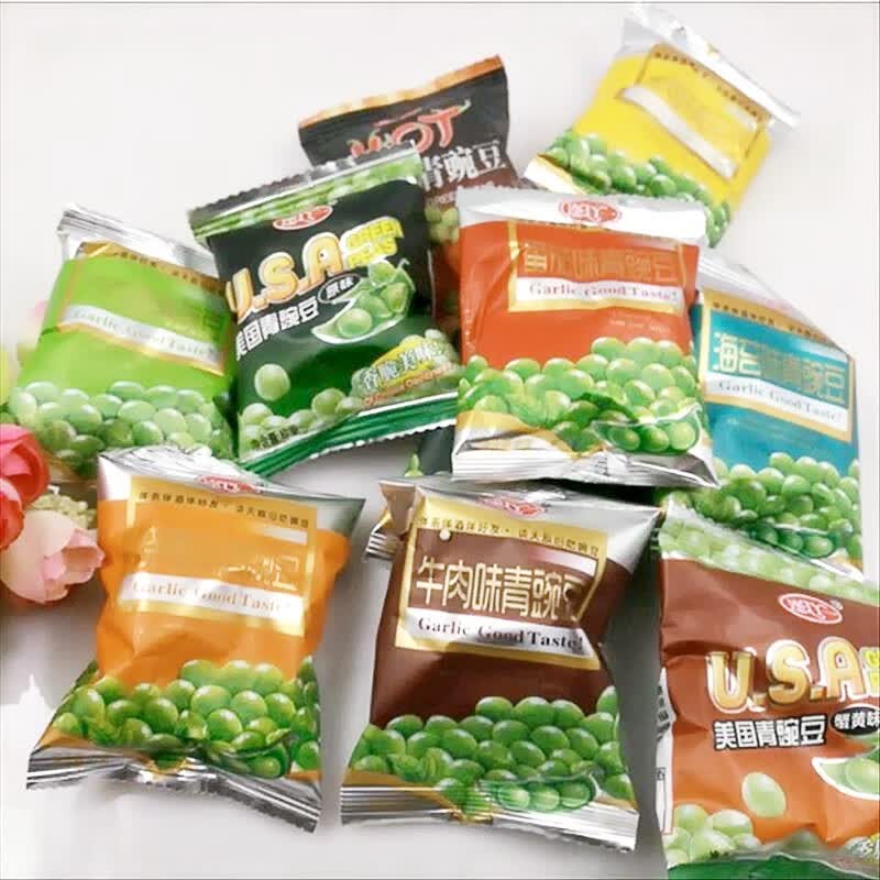 连一青豆500g原味usa青豆蒜香味香辣味芥末味蟹黄味烧烤味牛肉味美国