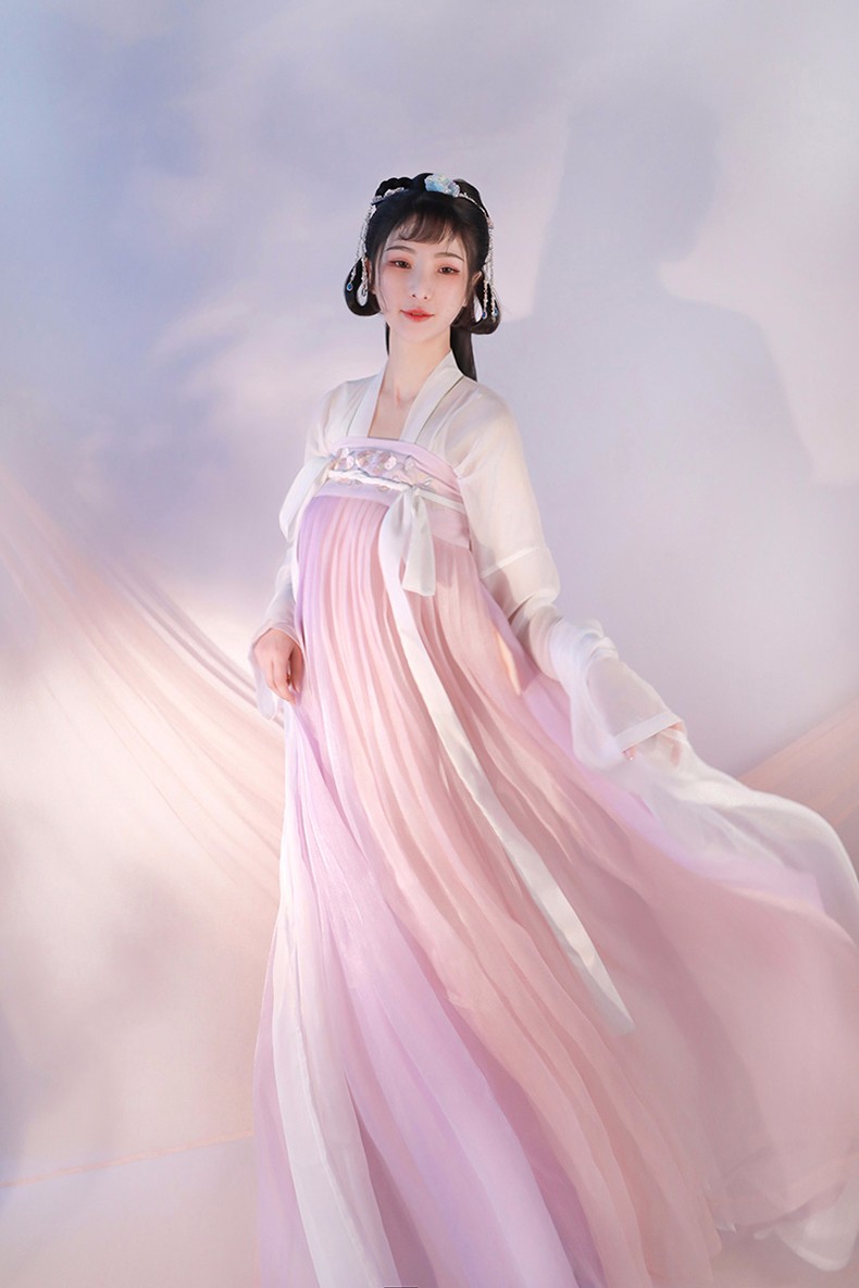 可尔屹汉服女春樱紫蓝古风日常改良齐胸襦裙古装清新淡雅齐腰汉元素