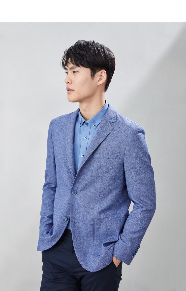 hla海澜之家 【优雅绅士】男士优雅修身款经典绅士休闲西服/外套 浅蓝