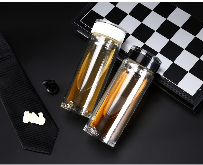 乐扣乐扣locknlock双层耐热玻璃杯简纯304茶网水杯子abs杯盖茶杯300ml