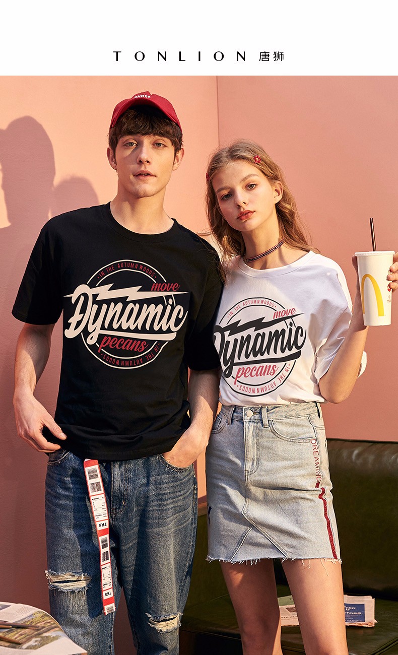 情侣装短袖t恤男女韩版圆领潮流半袖 男款/黑色 s【图片 价格 品牌