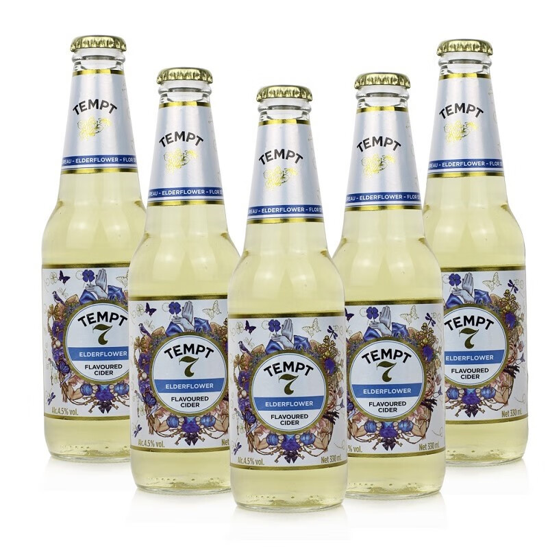 丹麦进口 tempt诱惑7号 接骨木味露酒 配制酒 330ml 整箱24瓶