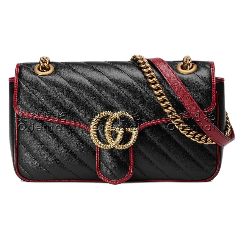 gucci古驰女包marmont绗缝链条单肩手提包小包443497 0olfx 8277黑色