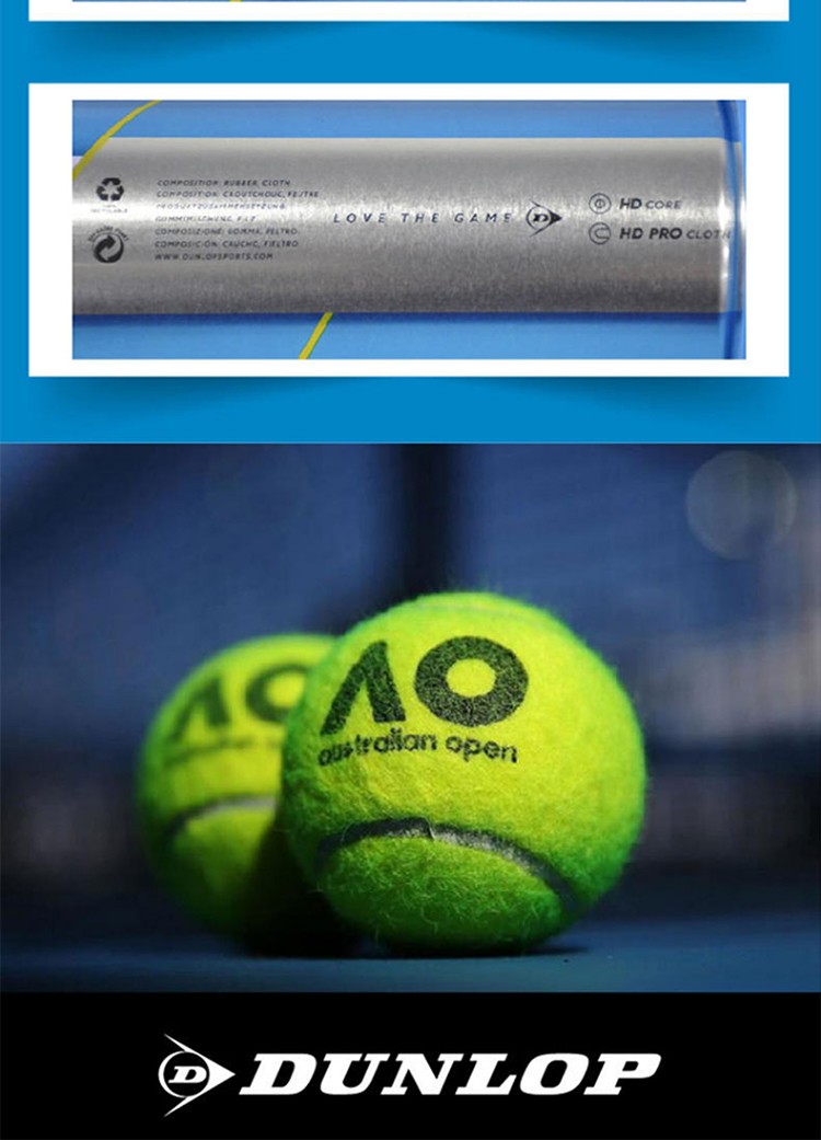 dunlop邓禄普澳网球官方比赛网球蓝铁罐3粒装高弹耐打网球atp胶灌网球
