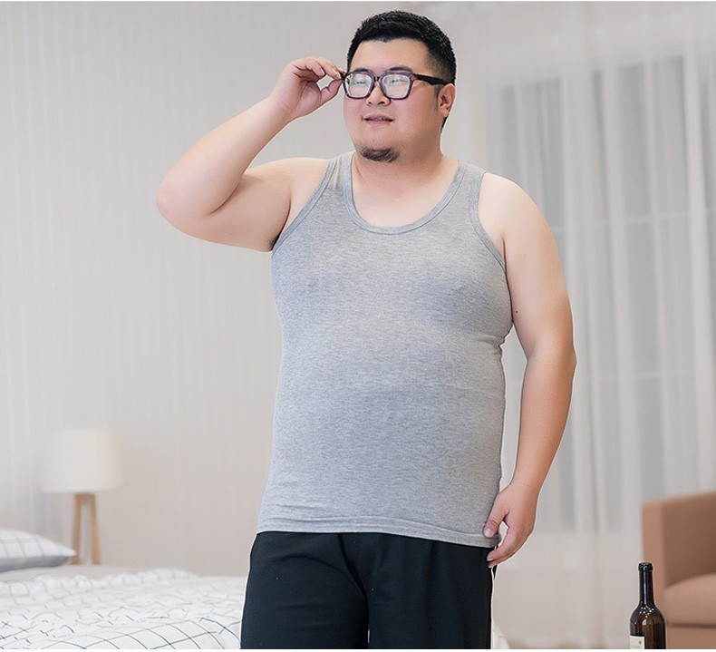 浪莎男士背心男纯棉胖子夏季加肥加大青年棉背心跨栏黑