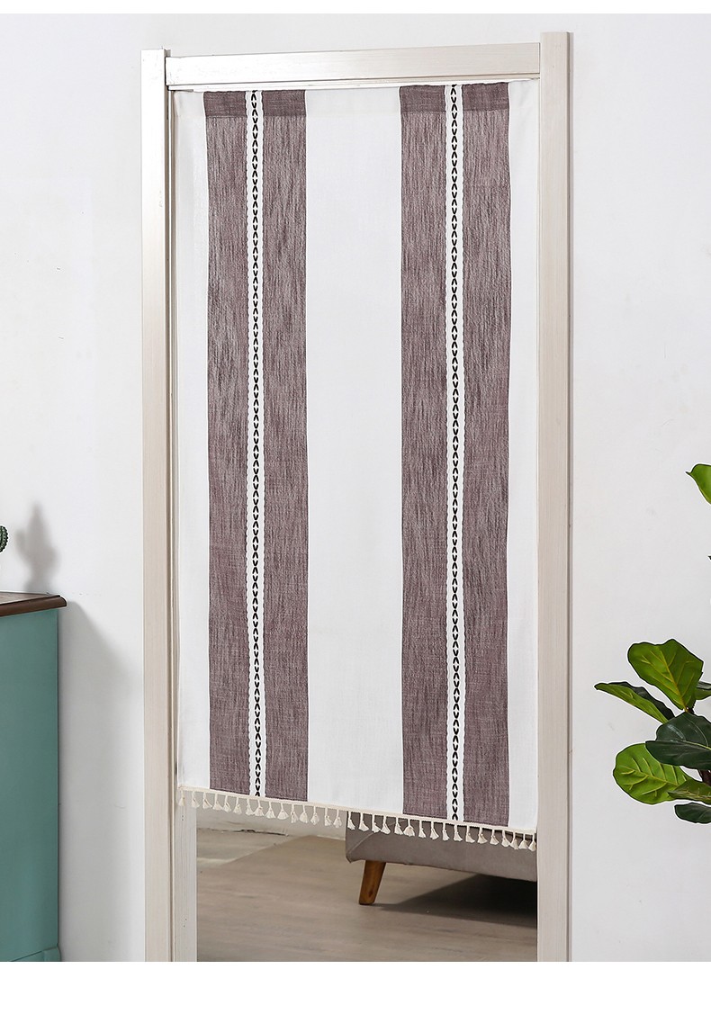 缤谷 门帘棉麻布艺隔断帘卧室厨房卫生间半帘家用空调风水布帘子 清新