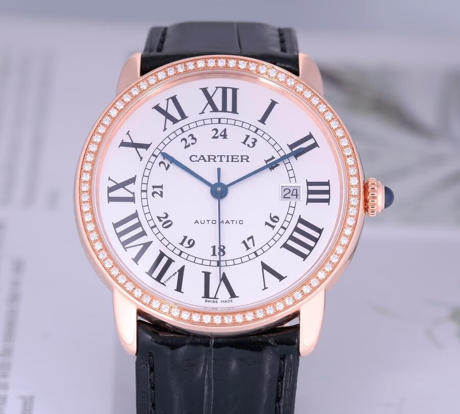 二手95新卡地亚伦敦系列自动机械男士手表表圈后镶钻奢侈品男腕表w670