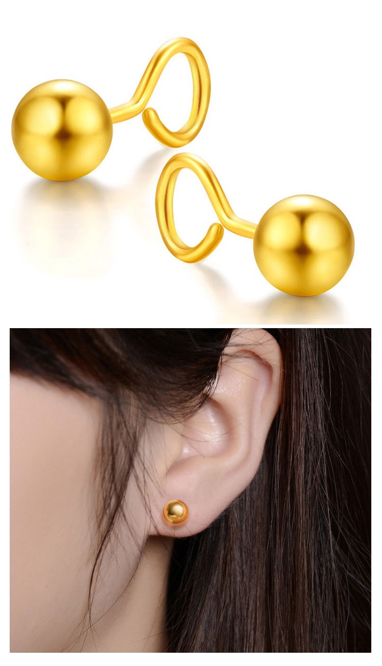 gzuan古钻珠宝黄金耳钉999足金圆球形光珠女士款耳钉耳饰hje0006