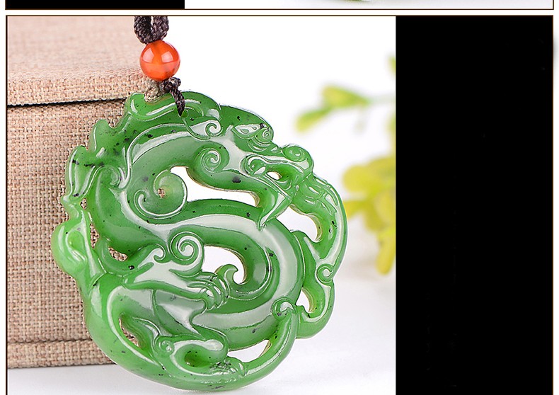 石美玉 和田玉仿古龙玉石挂件男款玉器吊坠玉佩双面玉石挂件 白玉款