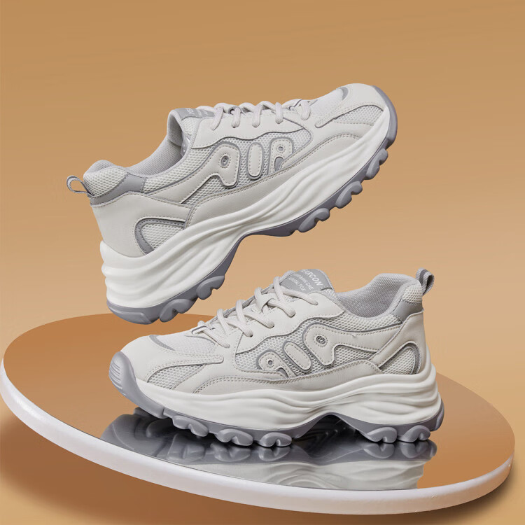 意尔康yearcon 【舒适休闲】22年秋季新款拼接小白鞋厚底老爹鞋休闲