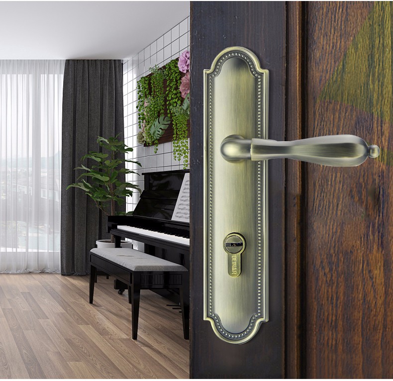 deinar迪纳简欧室内卧室门锁欧式房门锁复古典雅青古铜金色把手锁