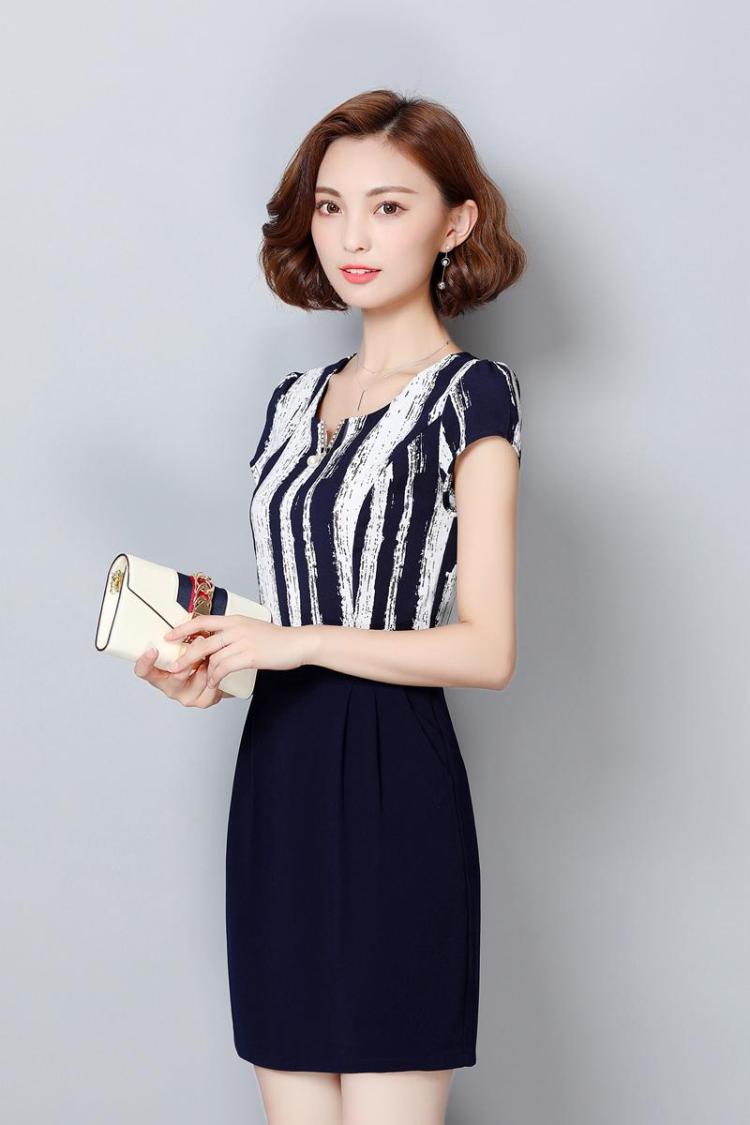 夏季韩版ol假雪纺连衣裙女修身职业包臀一步裙子大码女装 黑色 m=6