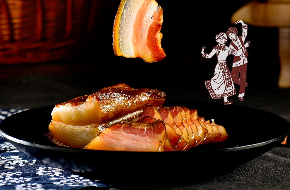 利川助农馆湖北恩施土家腊肉500g柴火烟熏腊肉咸肉 五花肉2斤【图片