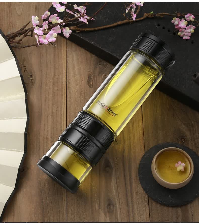 宜加美玻璃茶水分离双层玻璃杯泡茶水杯子大容量男女士便携带盖过滤