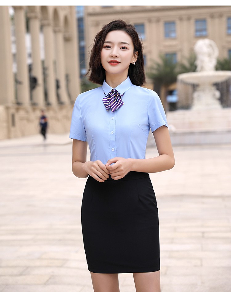 微羽轩职业衬衫女短袖工作服正装夏男女同款白衬衣职业套装女士酒店