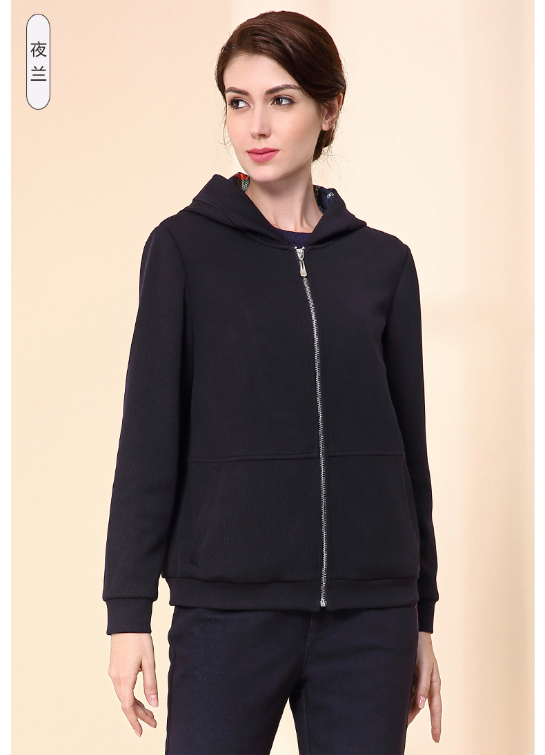 米兰登秋冬装新款中老年女装妈妈装外套连帽大码wj4f0012 夜兰 xl