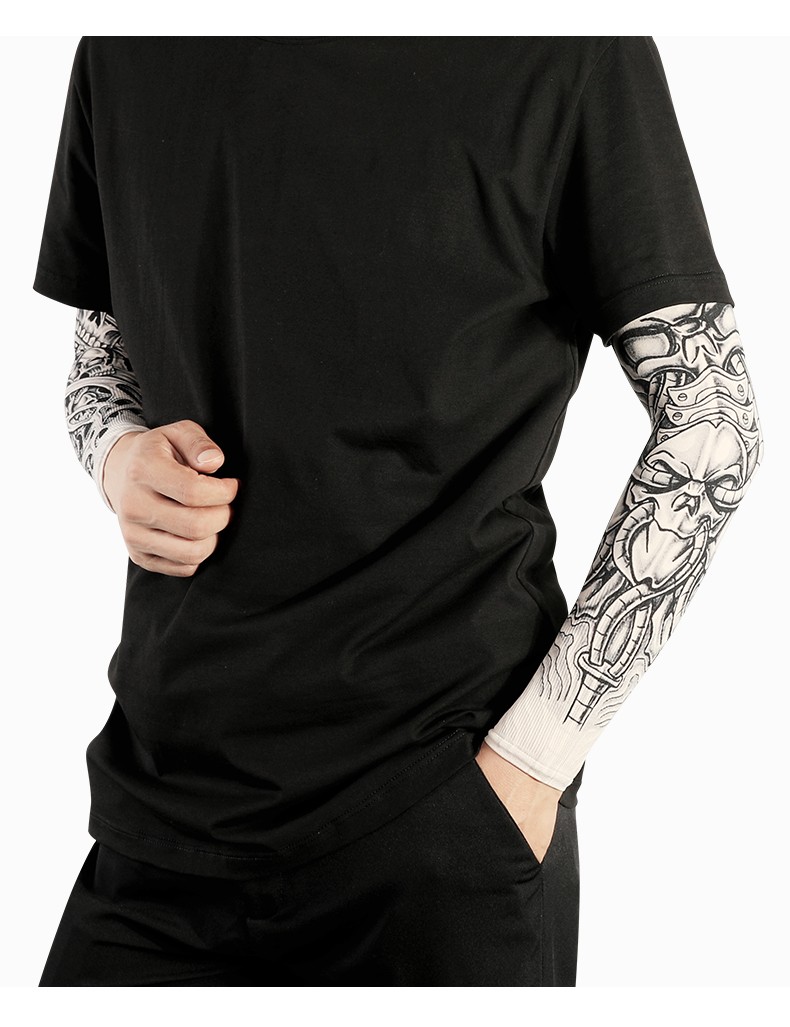 goodturn冰丝纹身袖套防晒手套护臂花臂男手套袖冰手袖子女夏季骑行