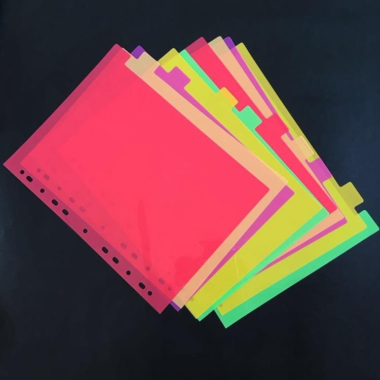 彩色塑料分类纸a4隔页纸11孔活页纸索引纸标签纸12页一本
