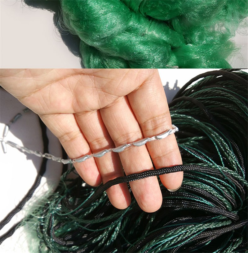 粘鱼网 渔网挂网鱼网水库三层网 捕 鱼网 绳坠4米5指100米三层沉网