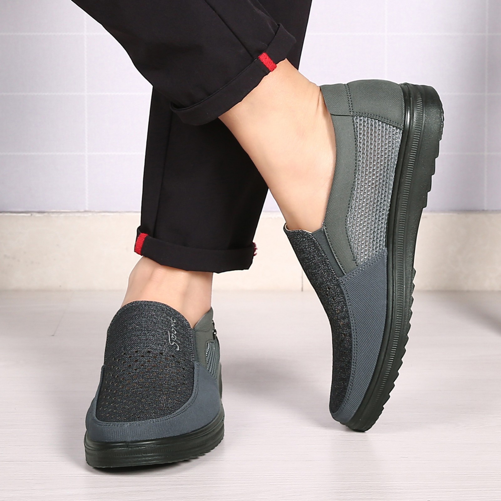 夏季网鞋男透气薄款老北京布鞋中老年休闲爸爸鞋轻便软底老人网面鞋