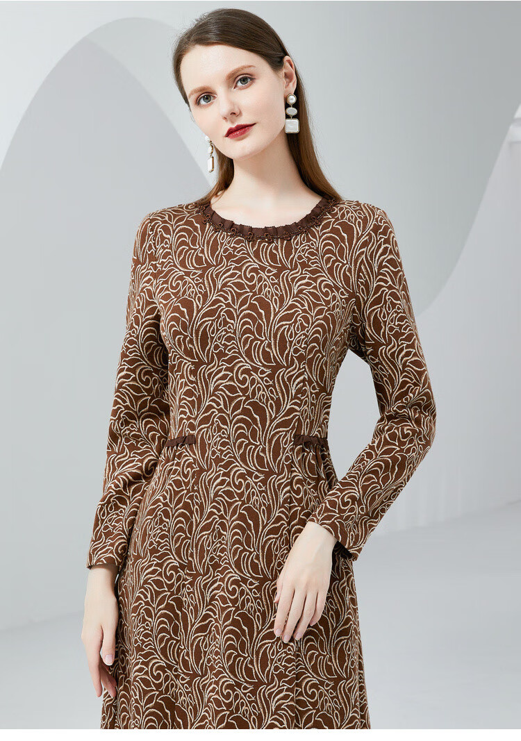 马天奴myteno 2022秋冬年会礼服裙优美法式几何图形手工钉珠连衣裙