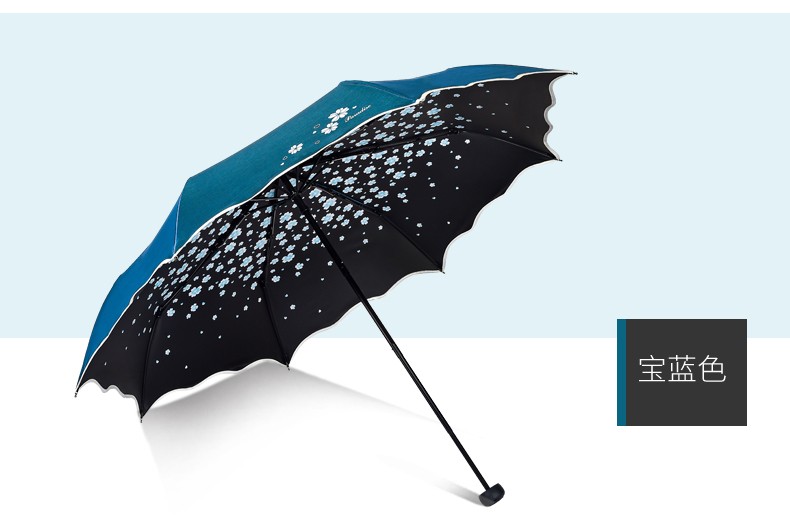 天堂伞晴雨伞太阳伞upf50女士铅笔伞黑胶变色防晒降温