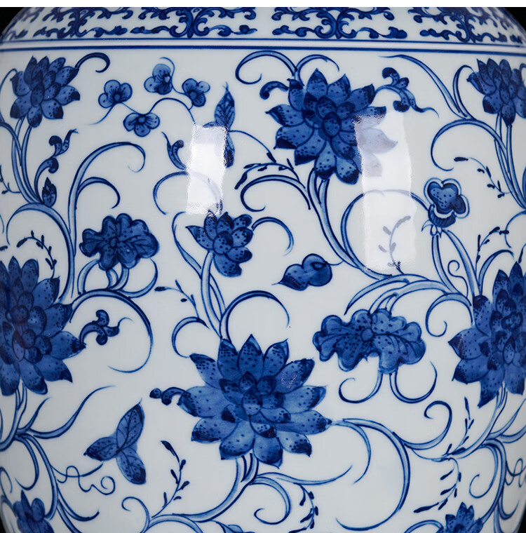 周胜堂 景德镇陶瓷器仿古青花瓷手绘缠枝纹茶叶罐盖罐摆件储物罐饰品