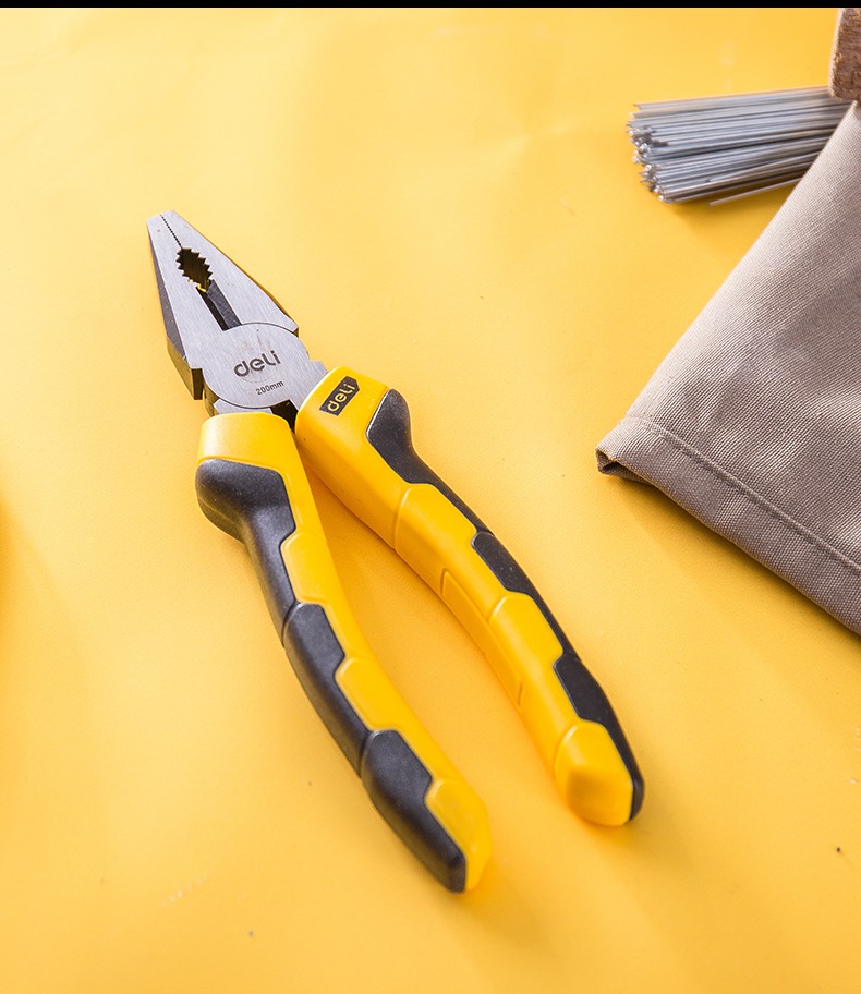 得力deli胶柄钢丝钳子老虎钳子多功能平口钳剪线钳8英寸老虎钳经济款