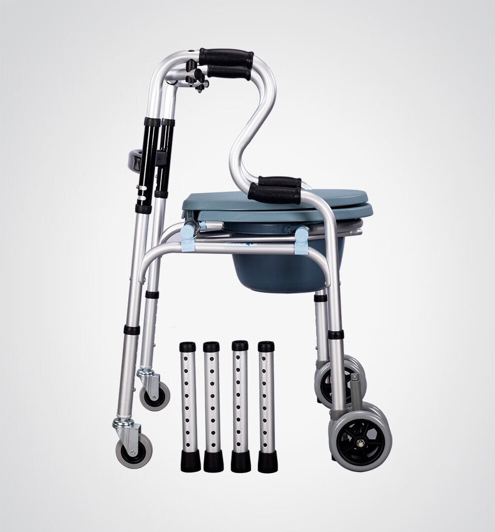 器学走路扶手架带坐便椅洗澡椅骨折残疾人代步手推车学步车两轮皮革坐