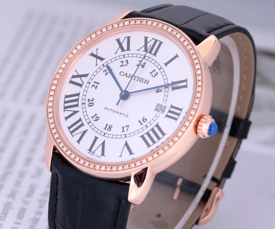 二手95新卡地亚伦敦系列自动机械男士手表表圈后镶钻奢侈品男腕表w670