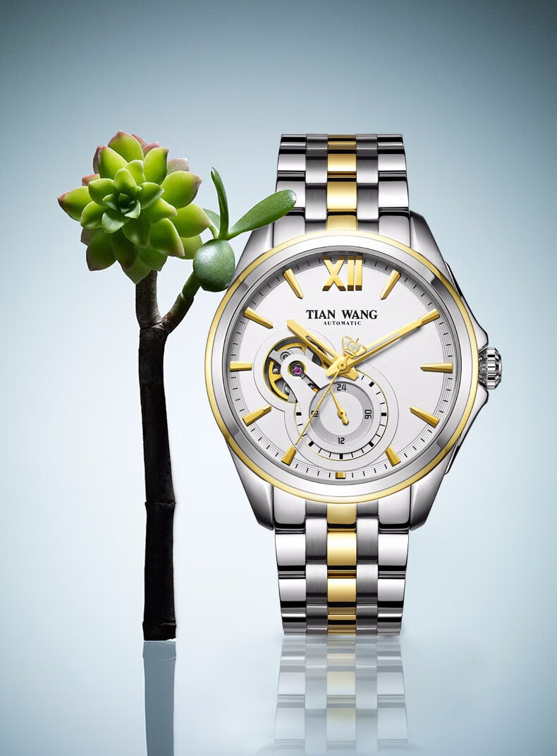 商场同款天王表tianwang手表传奇系列18k金商务镂空机械男士手表情侣